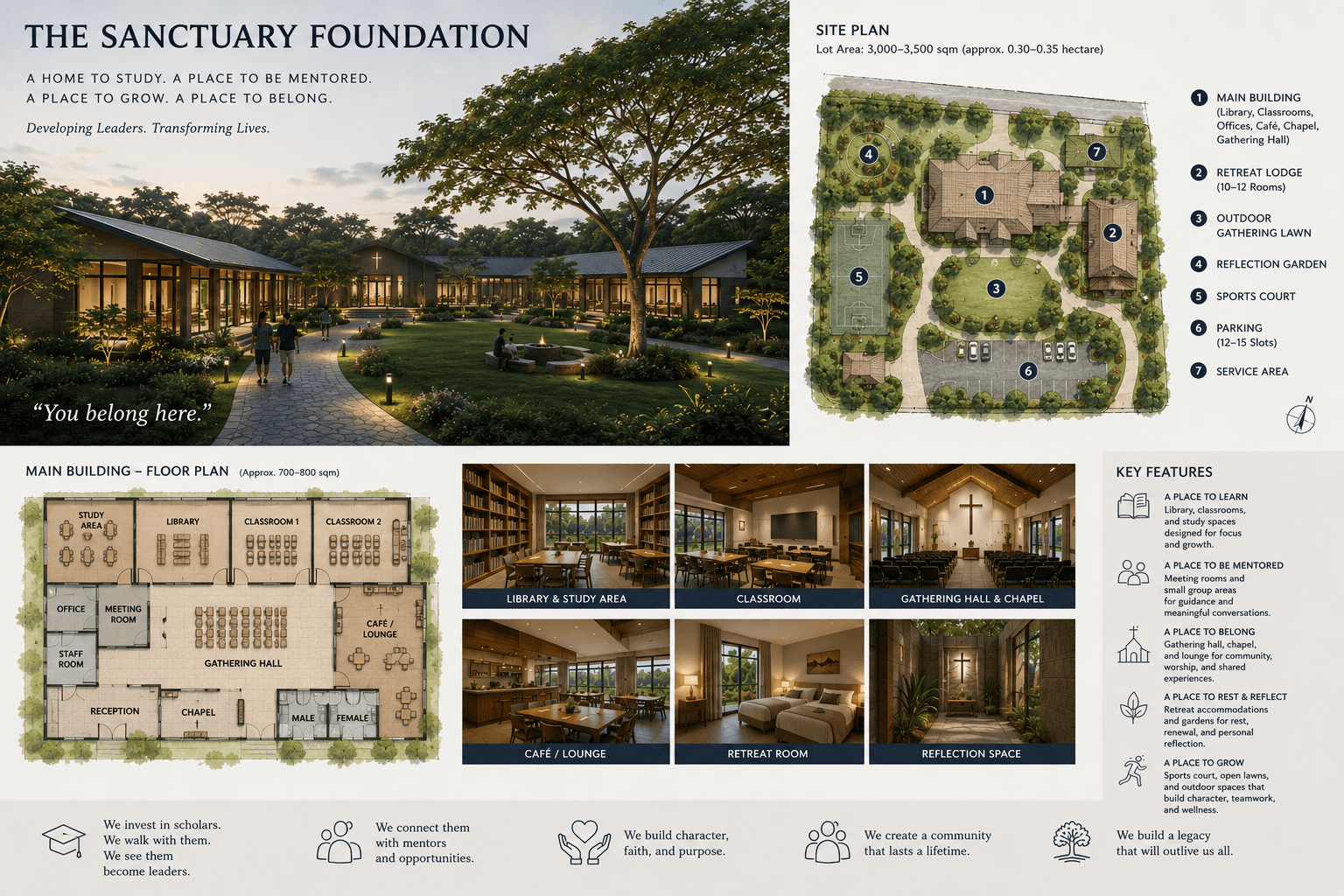 Concept vision and site plan for The Sanctuary Foundation